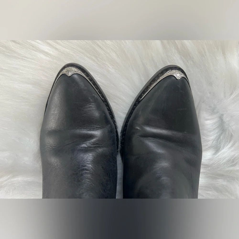 Jeffrey Campbell Cromwell - Black Ankle Boots with Silver Western Accents, 7.5